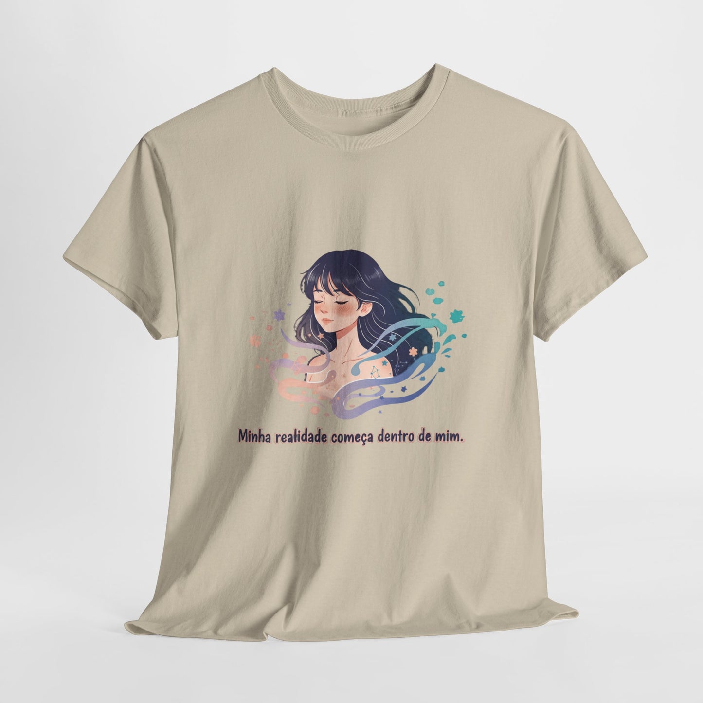 Camiseta Unissex “Minha Realidade Começa em Mim” — Algodão Premium | Afirmação de Abundância e Liberdade Interior