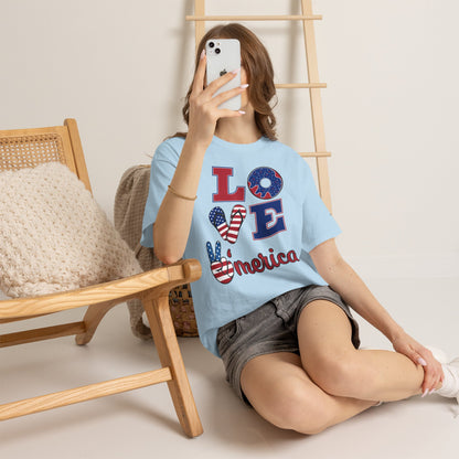 Camiseta Unissex Love America | Algodão Premium Gildan® 5000