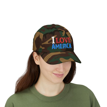 Boné Dad Hat Bordado Love 'Merica | Algodão Premium Ajustável