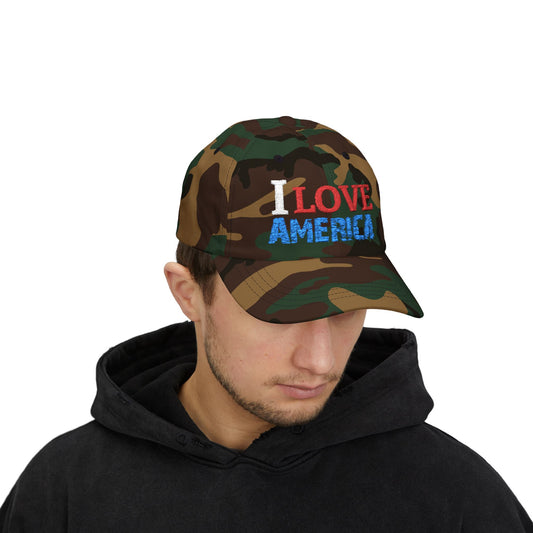 Boné Dad Hat Bordado "I Love America" | Algodão Premium Ajustável