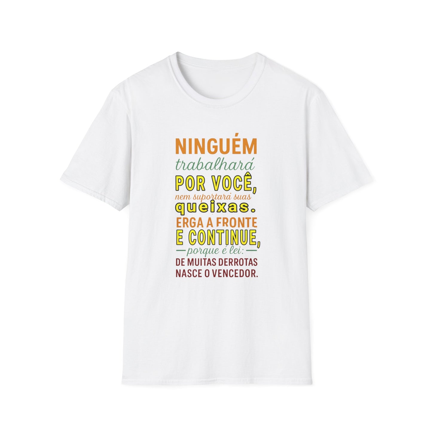 Camiseta “Erga a Fronte e Continue” — Algodão Leve Ring-Spun | Estoicismo e Superação