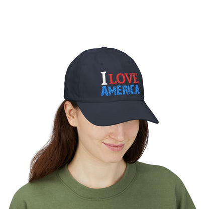 Boné Dad Hat Bordado Love 'Merica | Algodão Premium Ajustável