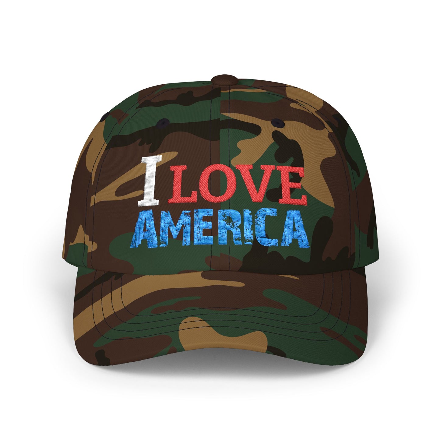 Boné Dad Hat Bordado Love 'Merica | Algodão Premium Ajustável