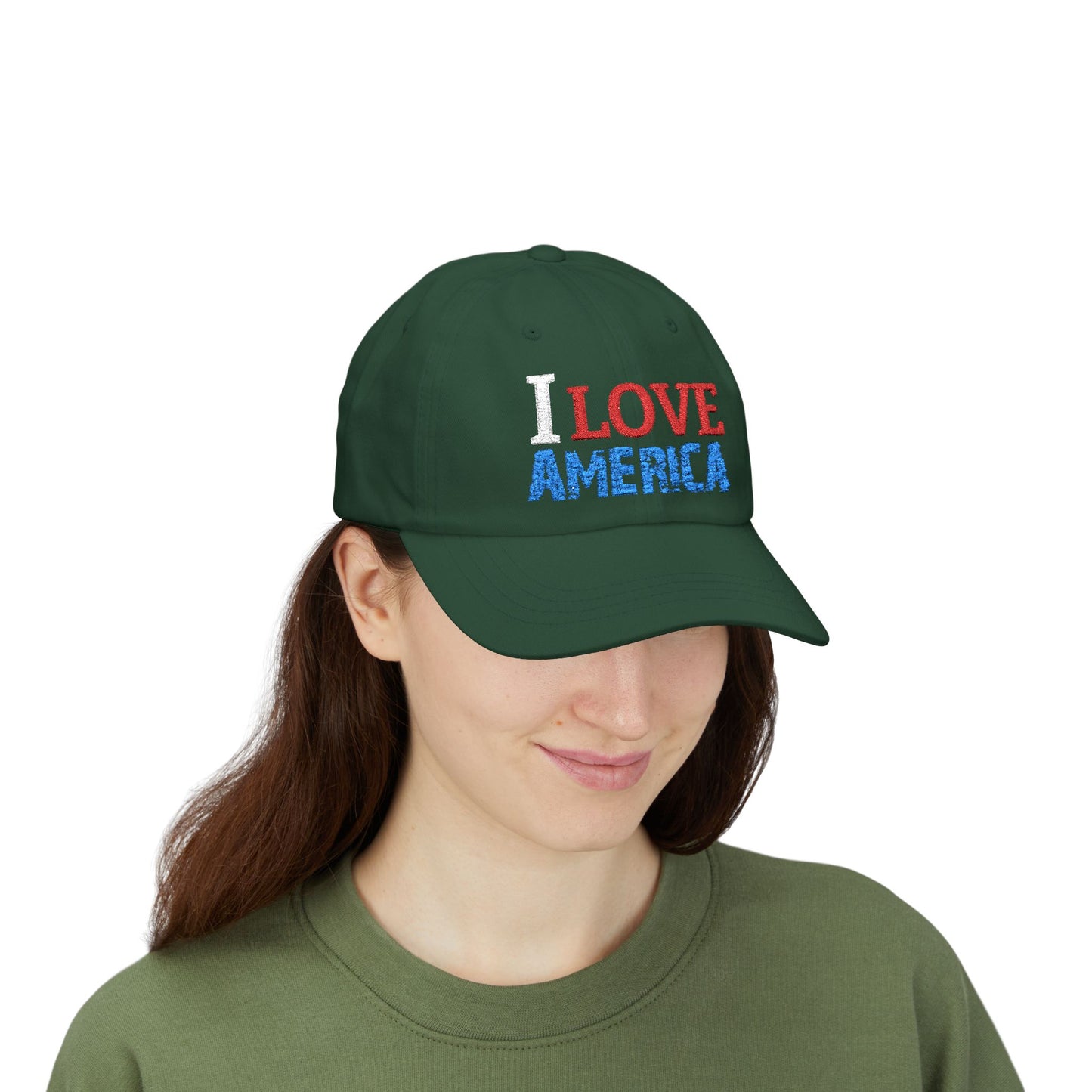Boné Dad Hat Bordado Love 'Merica | Algodão Premium Ajustável