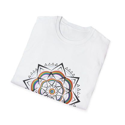 Bedrucktes T-Shirt Mandala Geometric | Regenbogen-Stammesblume Azirrague