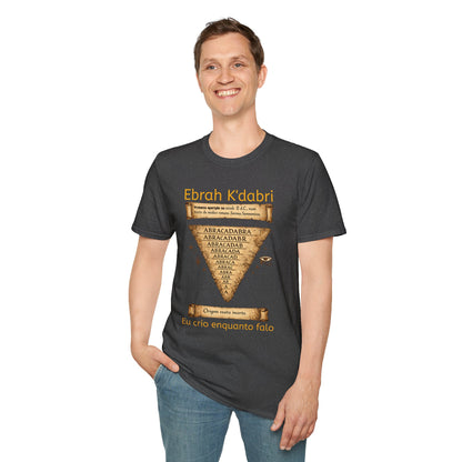 Camiseta “Ebrah K'dabri” — Frase hebraica “Eu crio enquanto falo”