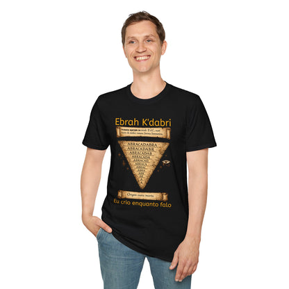 Camiseta “Ebrah K'dabri” — Frase hebraica “Eu crio enquanto falo”