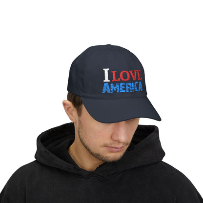 Boné Dad Hat Bordado Love 'Merica | Algodão Premium Ajustável