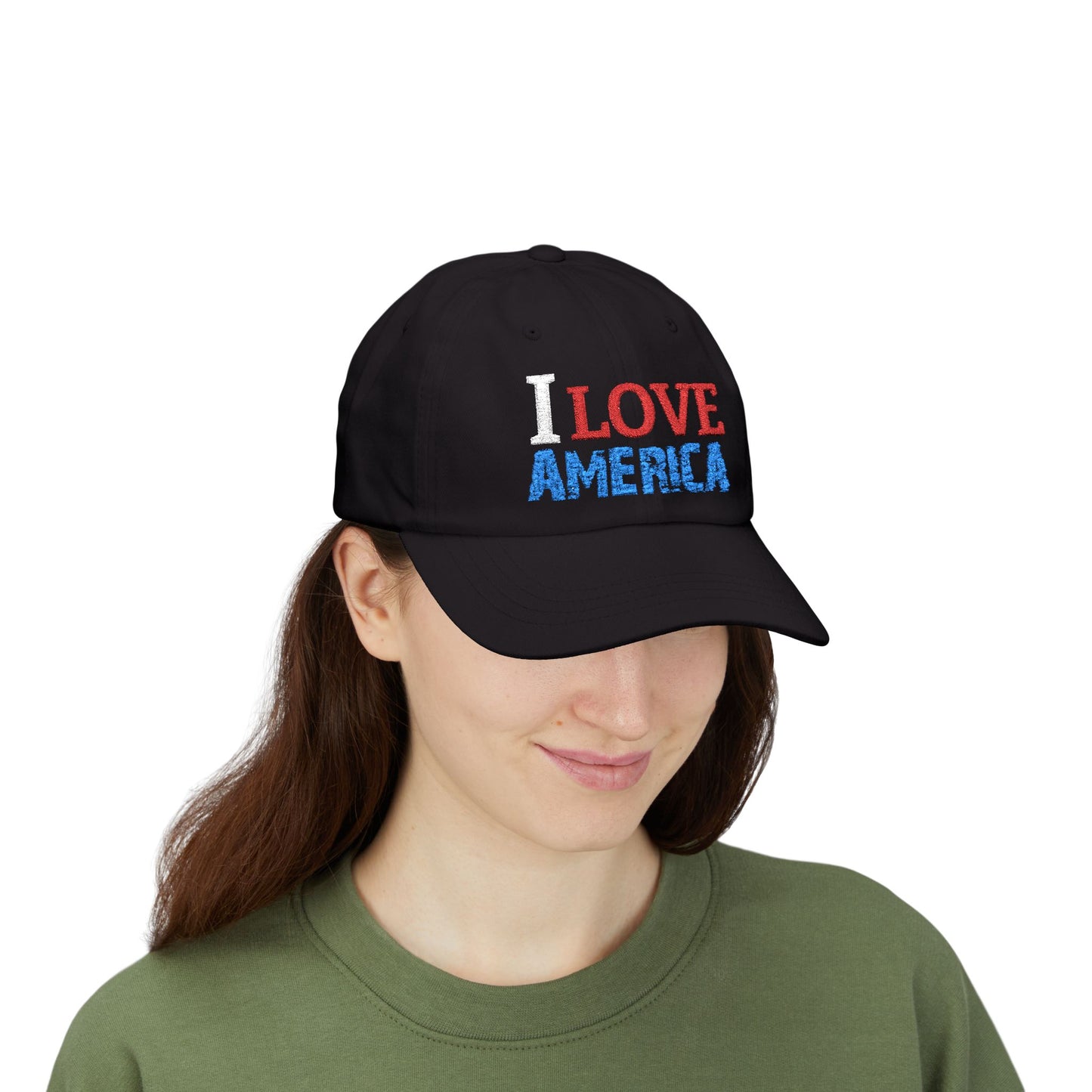 Boné Dad Hat Bordado Love 'Merica | Algodão Premium Ajustável