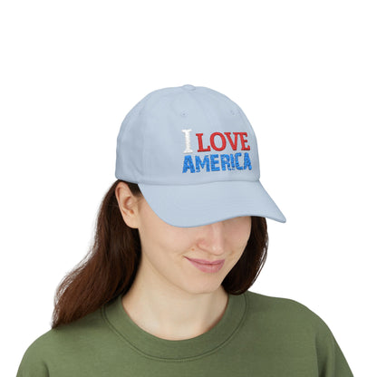 Boné Dad Hat Bordado Love 'Merica | Algodão Premium Ajustável