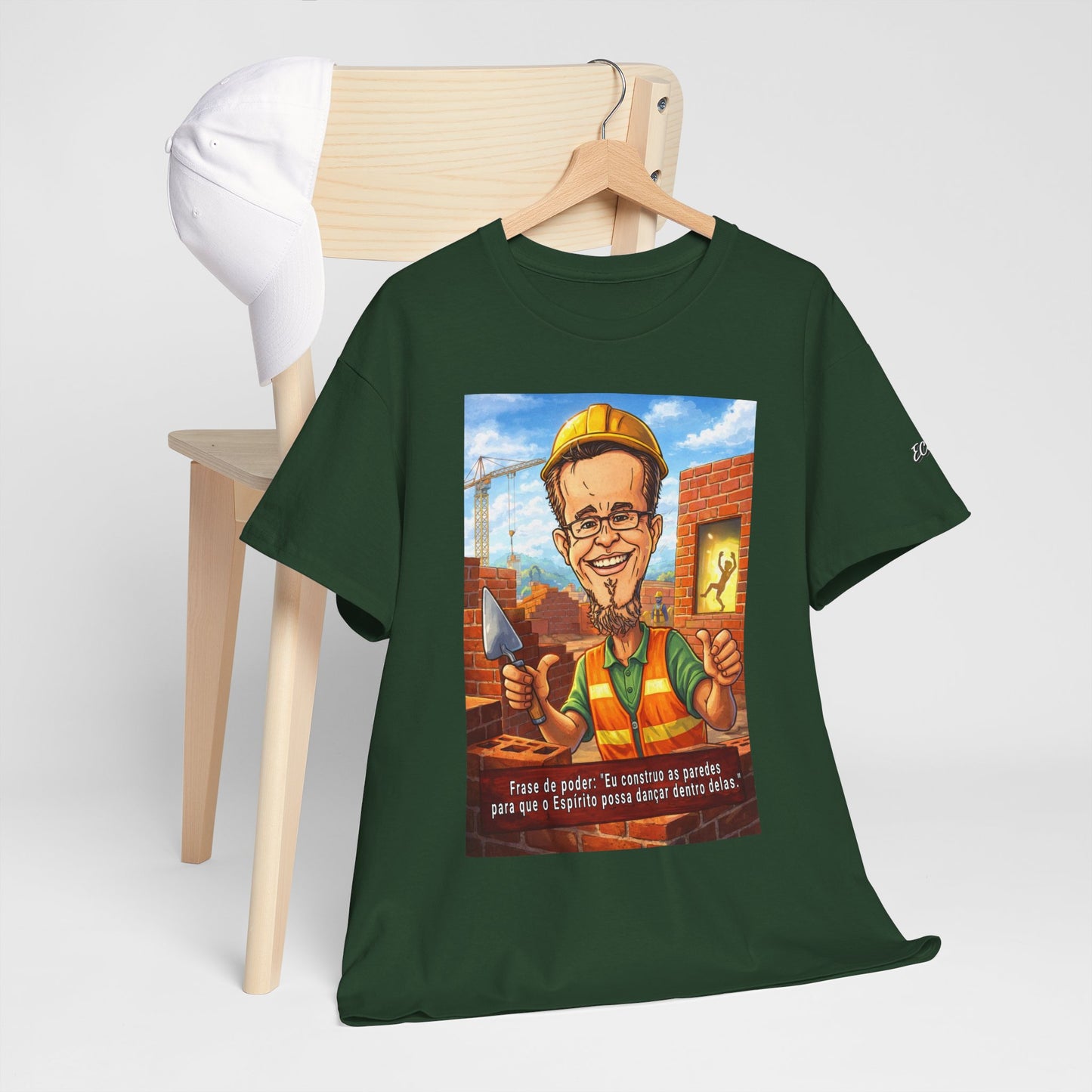 Camiseta Azimur com Frase de poder "Eu construo as paredes para que o Espírito possa dançar dentro delas."
 – Algodão Premium