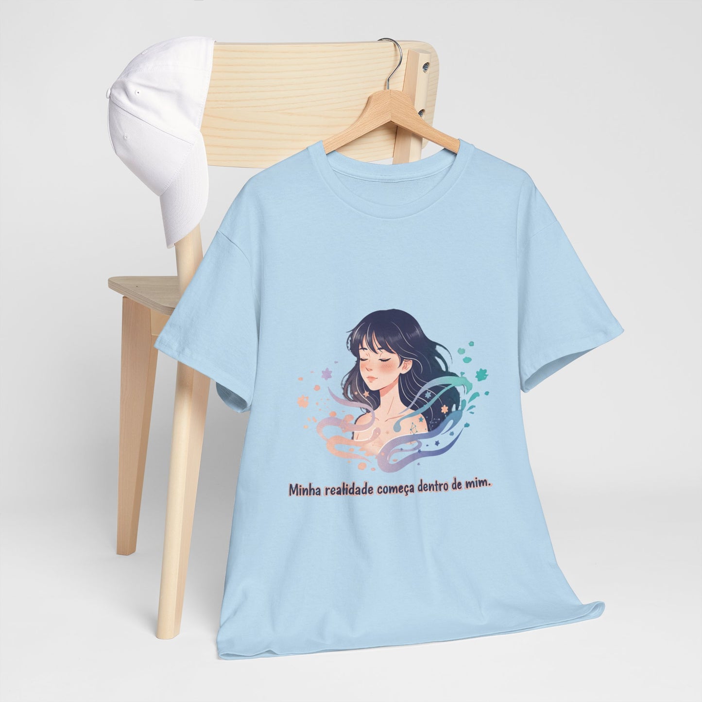 Camiseta Unissex “Minha Realidade Começa em Mim” — Algodão Premium | Afirmação de Abundância e Liberdade Interior