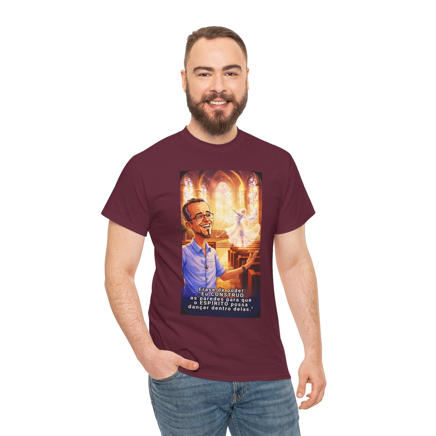 Camiseta Azimur com Frase de poder "Eu construo as paredes para que o Espírito possa dançar dentro delas."
 – Algodão Premium