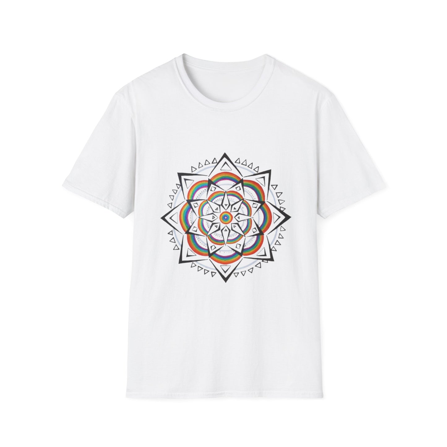 Bedrucktes T-Shirt Mandala Geometric | Regenbogen-Stammesblume Azirrague