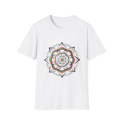 Bedrucktes T-Shirt Mandala Geometric | Regenbogen-Stammesblume Azirrague