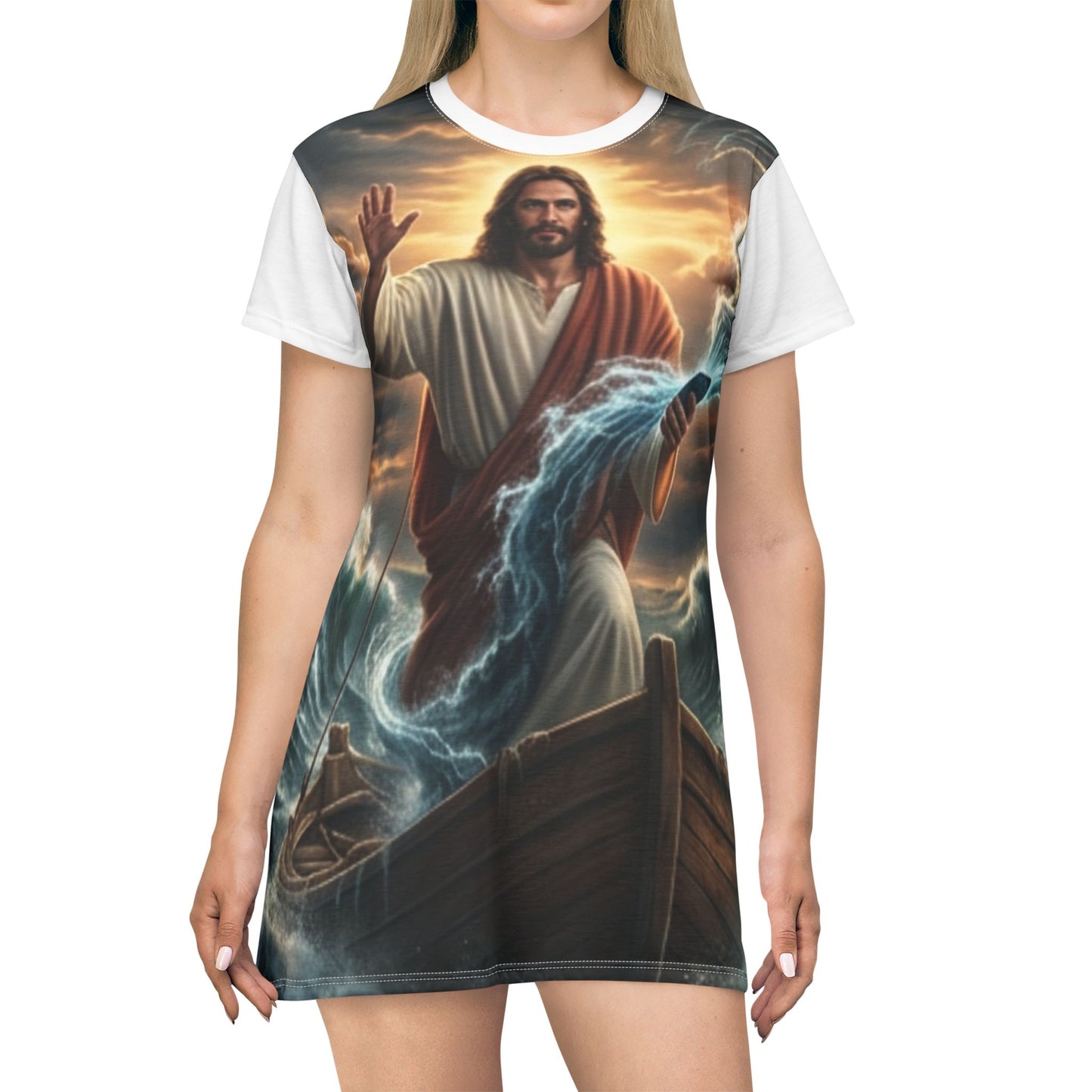 Vestido Camiseta Jesus Acalma a Tempestade – Fé e Serenidade