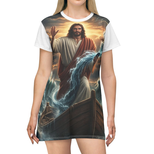 Vestido Camiseta Jesus Acalma a Tempestade – Fé e Serenidade