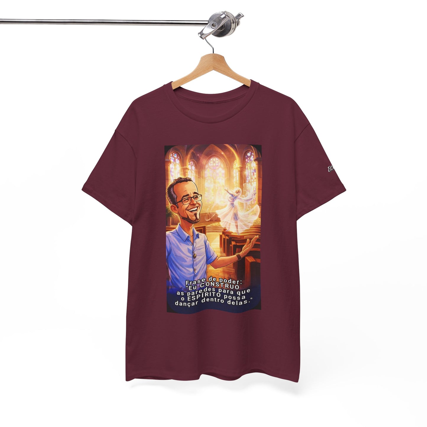 Camiseta Azimur com Frase de poder "Eu construo as paredes para que o Espírito possa dançar dentro delas."
 – Algodão Premium
