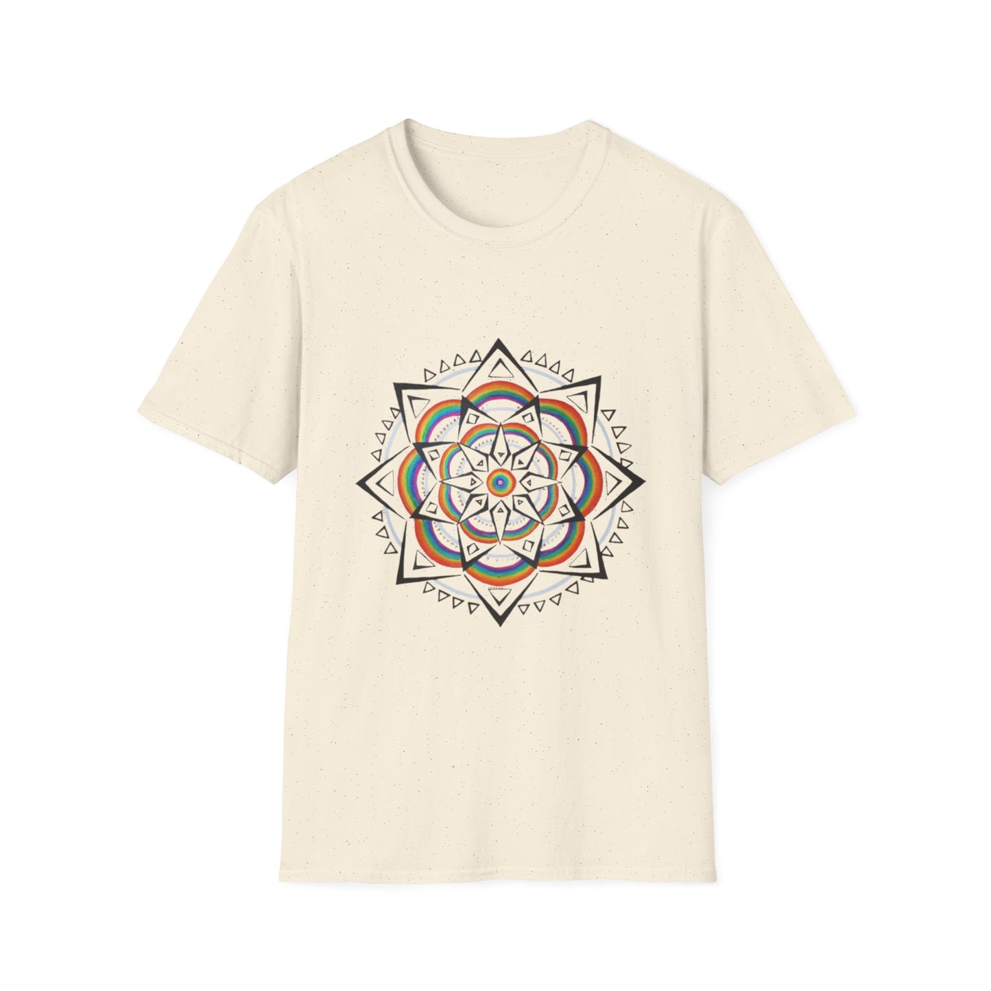 Bedrucktes T-Shirt Mandala Geometric | Regenbogen-Stammesblume Azirrague