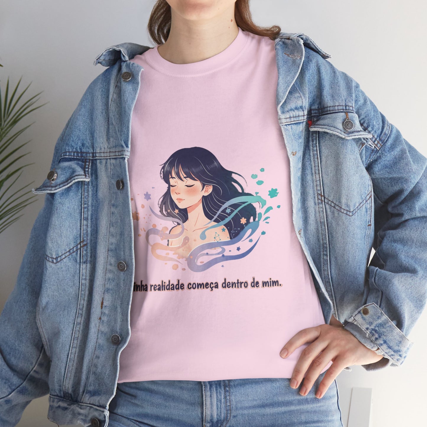 Camiseta Unissex “Minha Realidade Começa em Mim” — Algodão Premium | Afirmação de Abundância e Liberdade Interior