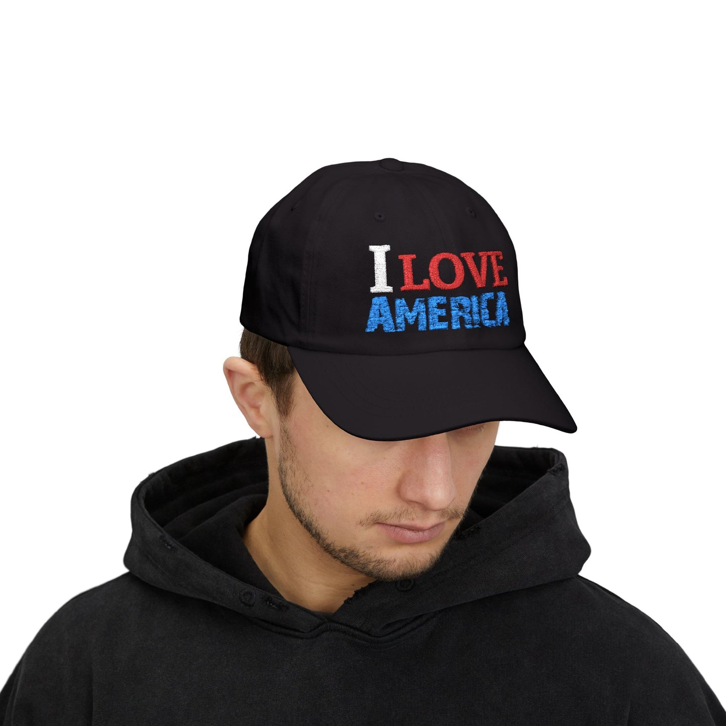 Boné Dad Hat Bordado Love 'Merica | Algodão Premium Ajustável