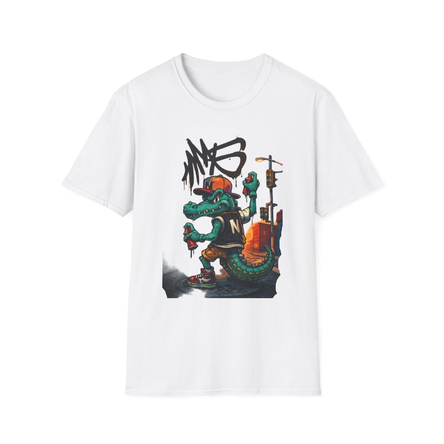 Camiseta Crocodilo Urbano Street Art – Algodão Ring Spun Leve