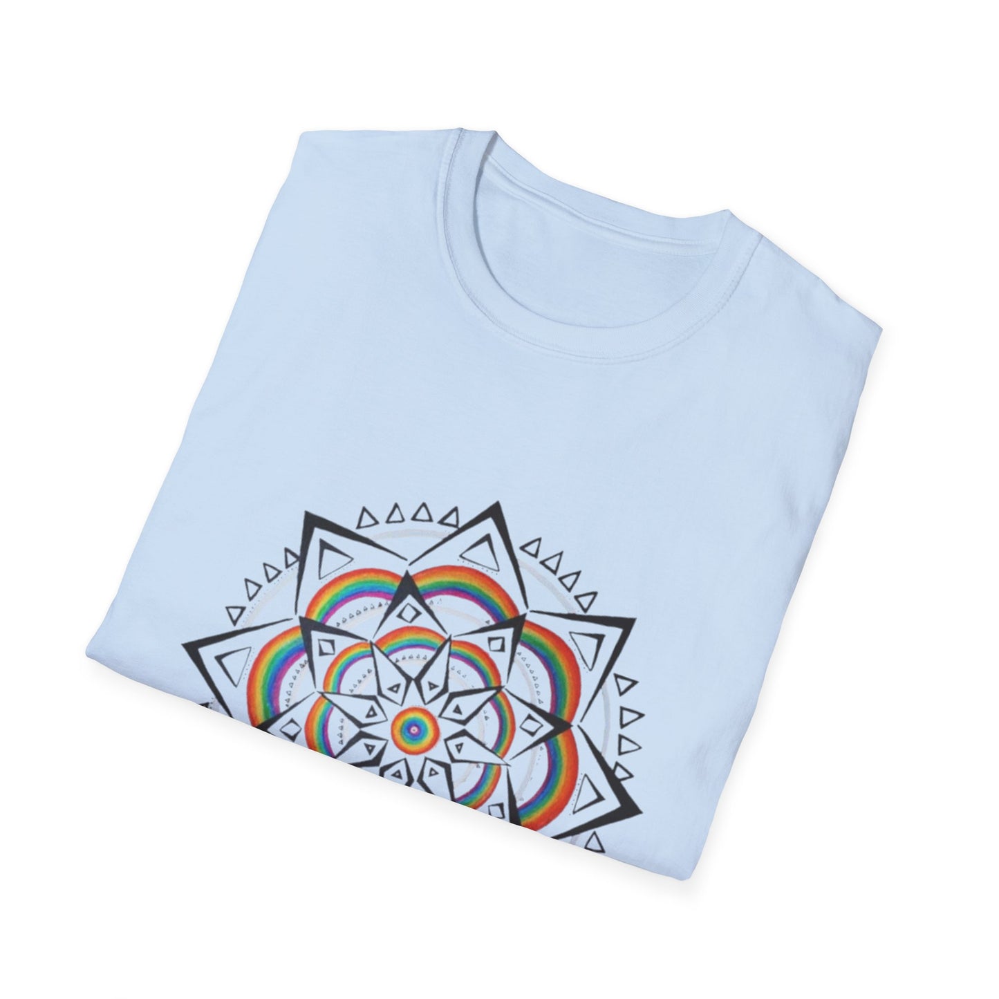 Bedrucktes T-Shirt Mandala Geometric | Regenbogen-Stammesblume Azirrague