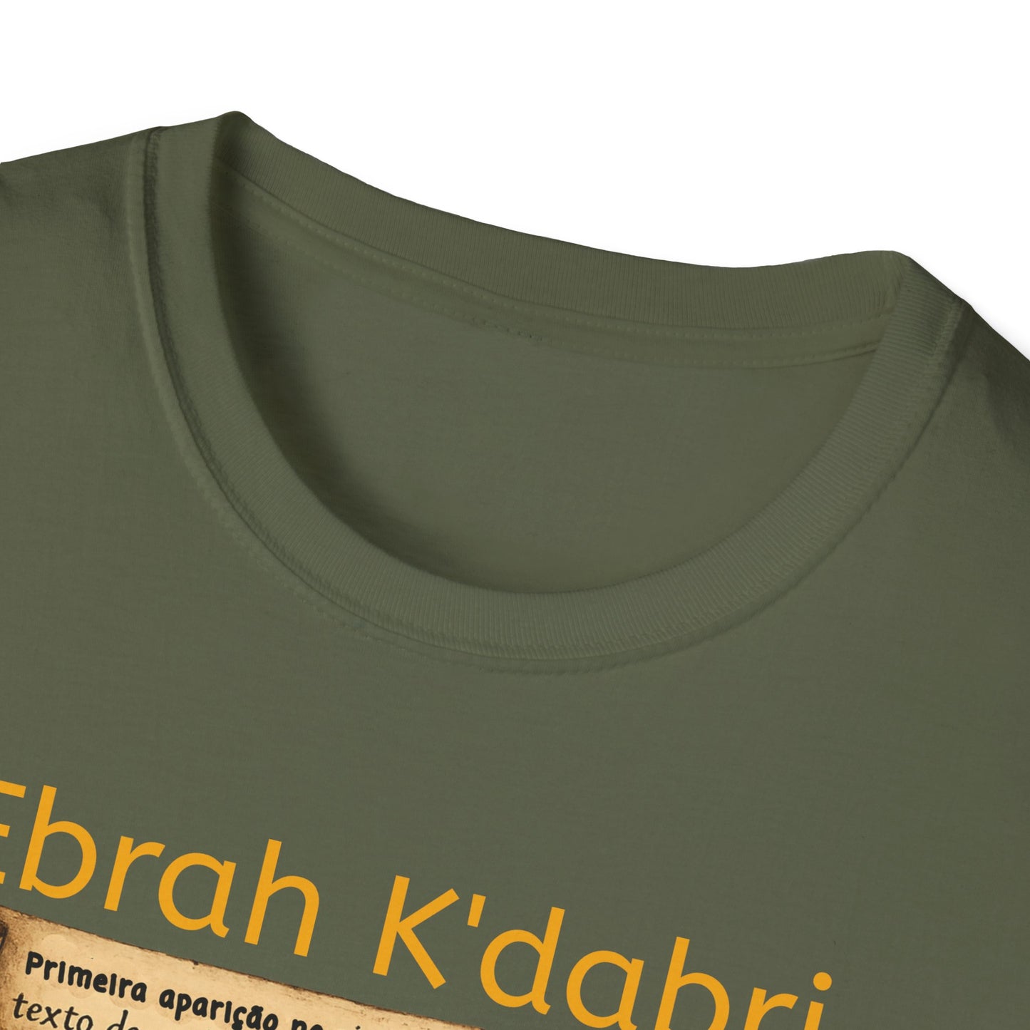 Camiseta “Ebrah K'dabri” — Frase hebraica “Eu crio enquanto falo”