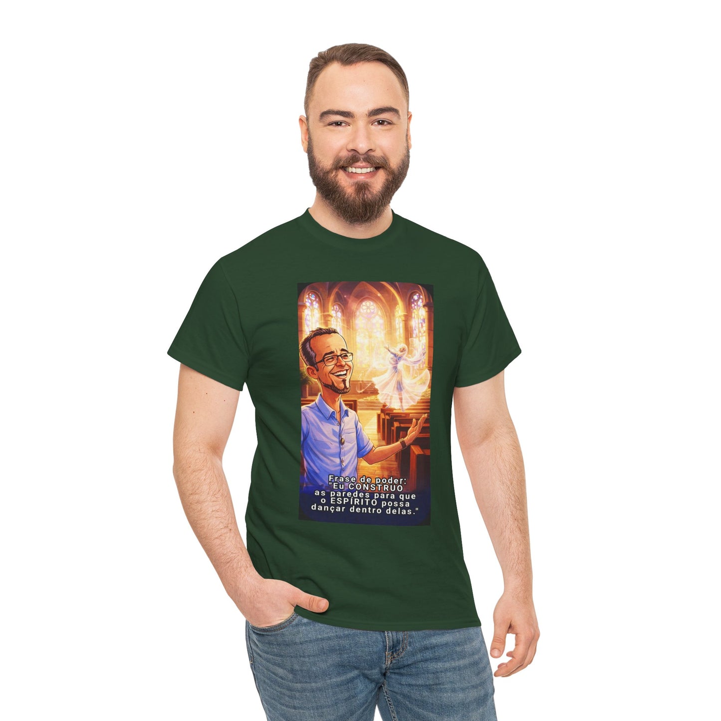 Camiseta Azimur com Frase de poder "Eu construo as paredes para que o Espírito possa dançar dentro delas."
 – Algodão Premium