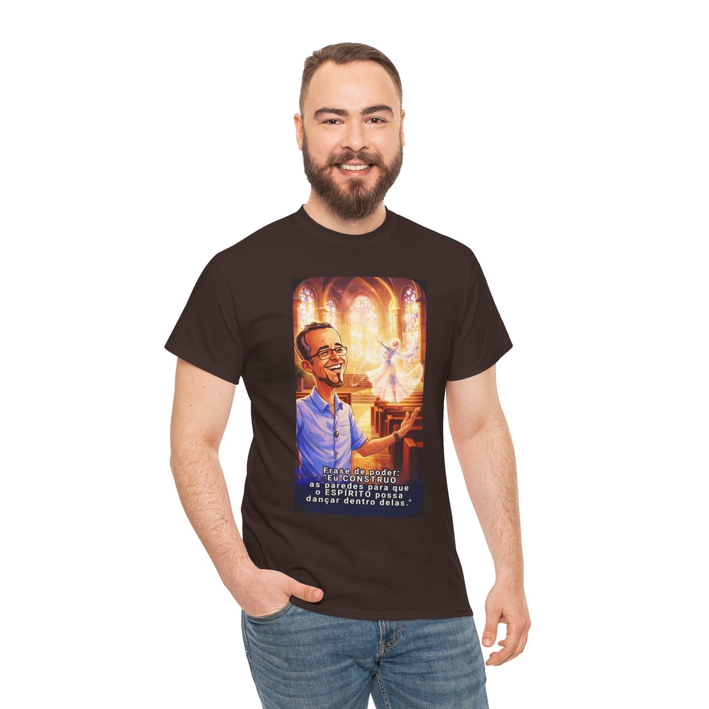 Camiseta Azimur com Frase de poder "Eu construo as paredes para que o Espírito possa dançar dentro delas."
 – Algodão Premium