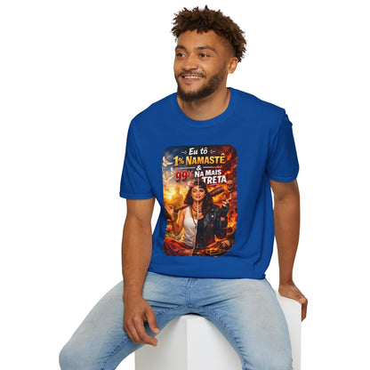 Camiseta "1% Namastê, 99% Treta" — T-shirt Sarcástica em Algodão