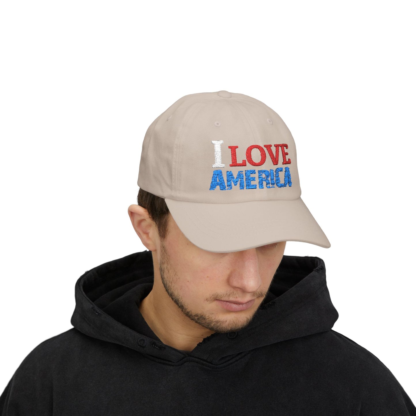 Boné Dad Hat Bordado Love 'Merica | Algodão Premium Ajustável