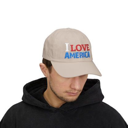 Boné Dad Hat Bordado Love 'Merica | Algodão Premium Ajustável