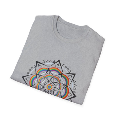 Bedrucktes T-Shirt Mandala Geometric | Regenbogen-Stammesblume Azirrague