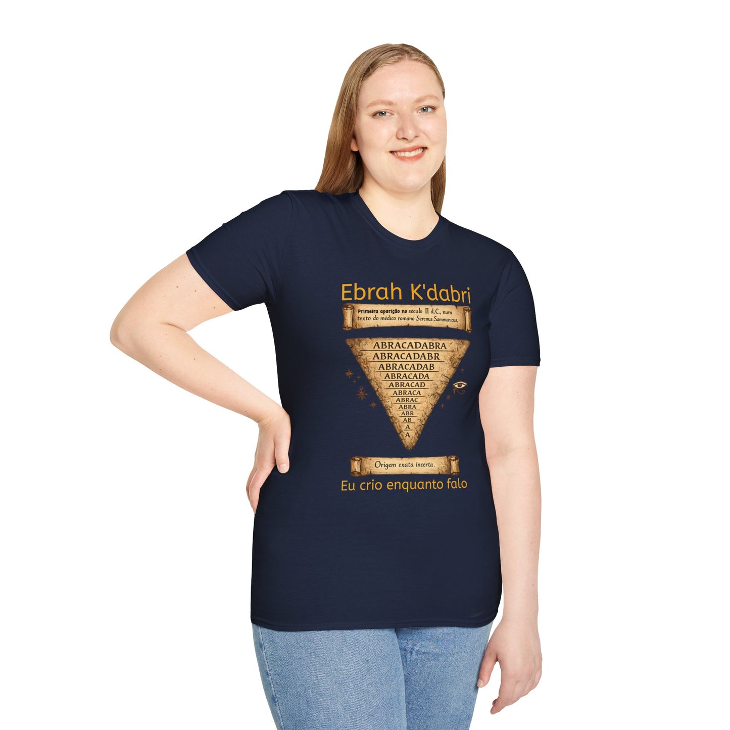Camiseta “Ebrah K'dabri” — Frase hebraica “Eu crio enquanto falo”