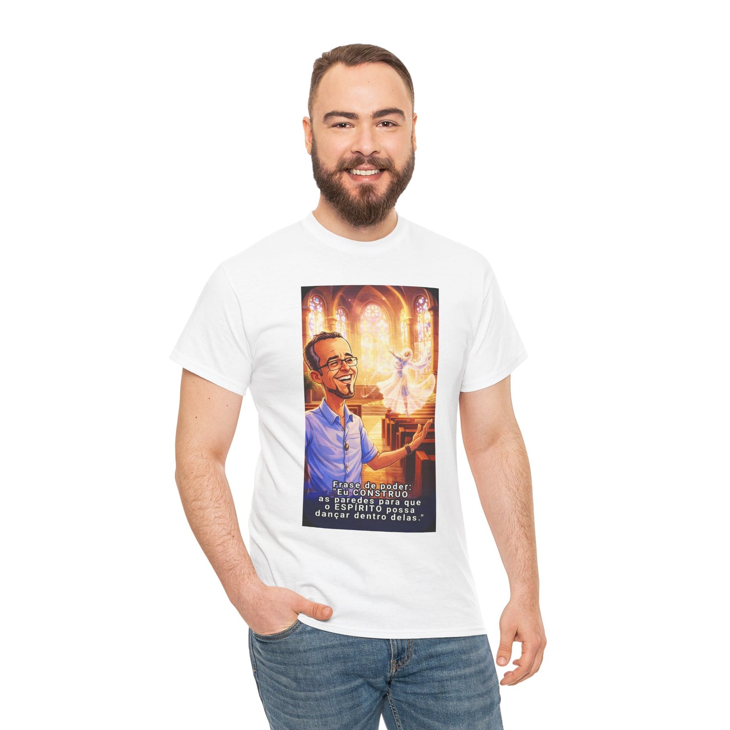 Camiseta Azimur com Frase de poder "Eu construo as paredes para que o Espírito possa dançar dentro delas."
 – Algodão Premium