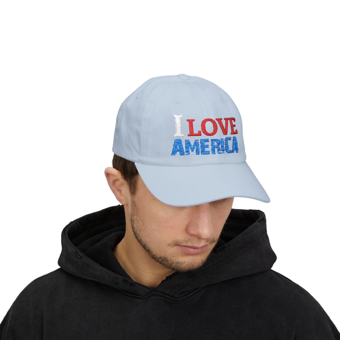 Boné Dad Hat Bordado Love 'Merica | Algodão Premium Ajustável