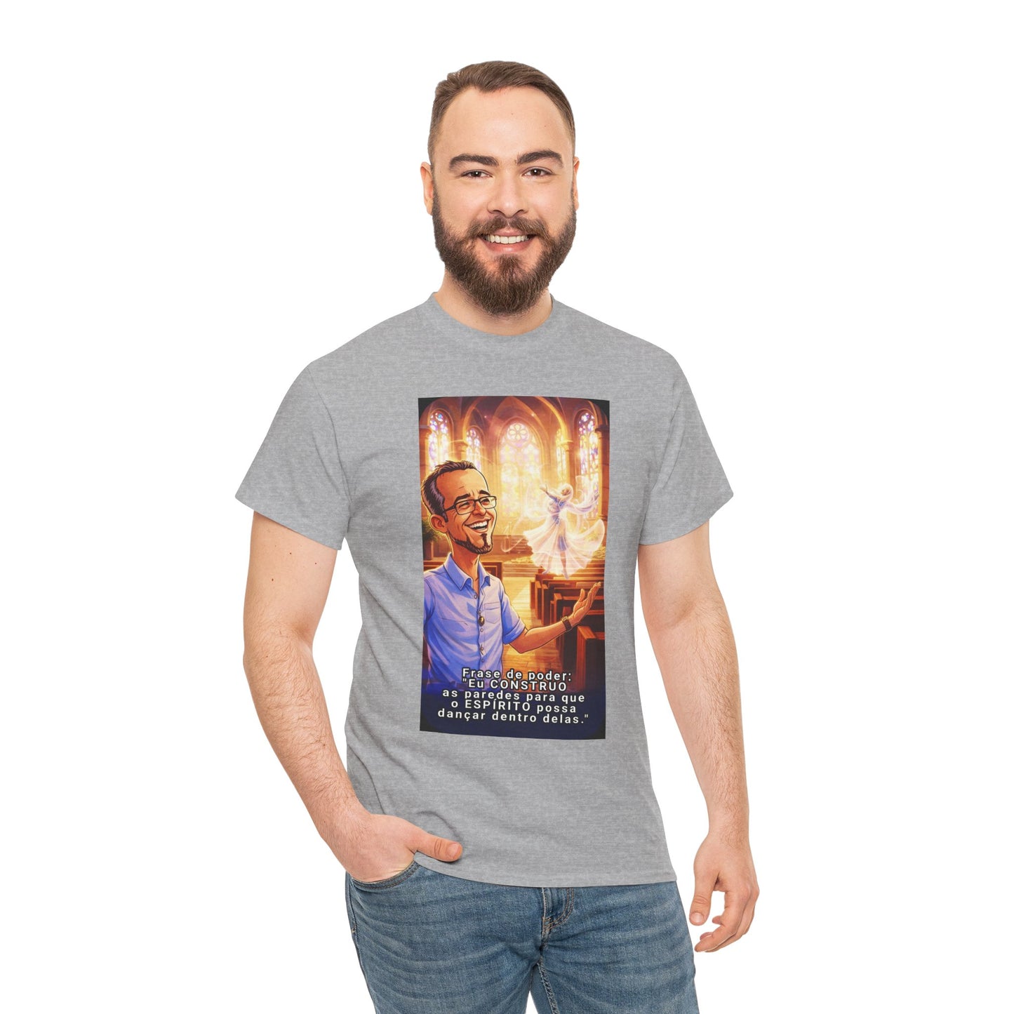 Camiseta Azimur com Frase de poder "Eu construo as paredes para que o Espírito possa dançar dentro delas."
 – Algodão Premium