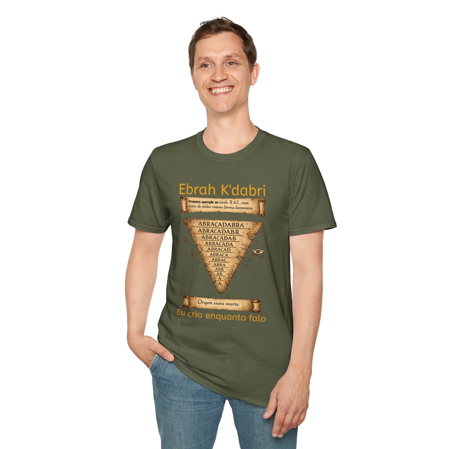 Camiseta “Ebrah K'dabri” — Frase hebraica “Eu crio enquanto falo”