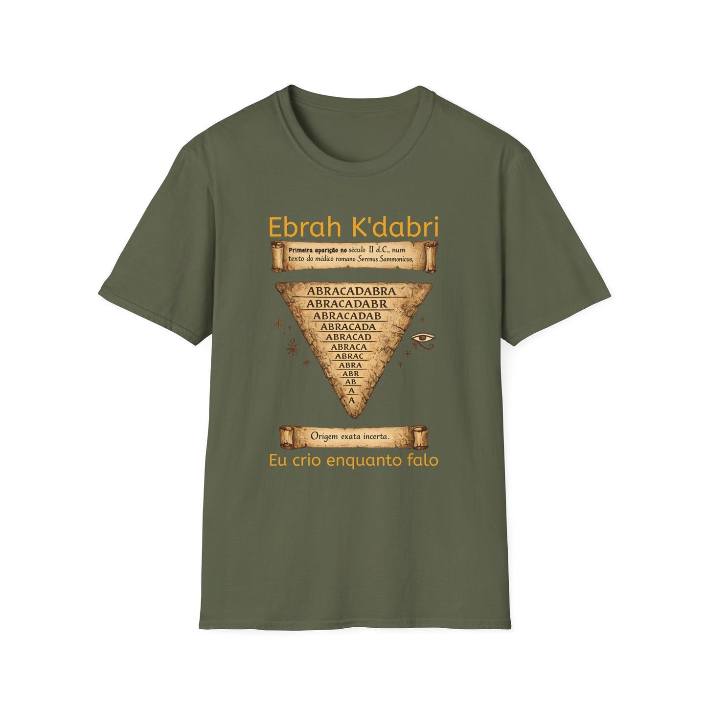 Camiseta “Ebrah K'dabri” — Frase hebraica “Eu crio enquanto falo”