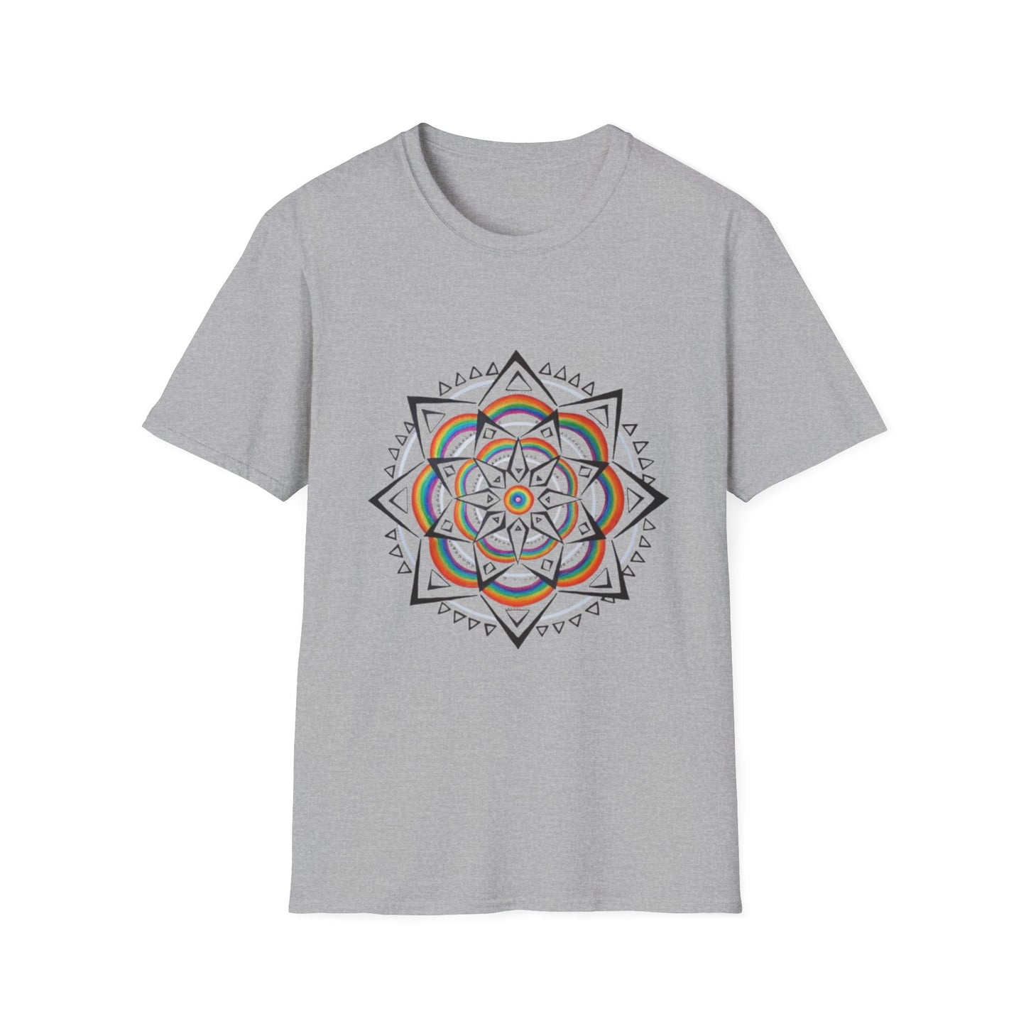 Bedrucktes T-Shirt Mandala Geometric | Regenbogen-Stammesblume Azirrague