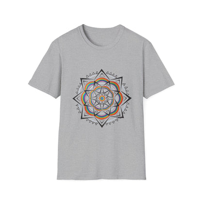 Bedrucktes T-Shirt Mandala Geometric | Regenbogen-Stammesblume Azirrague