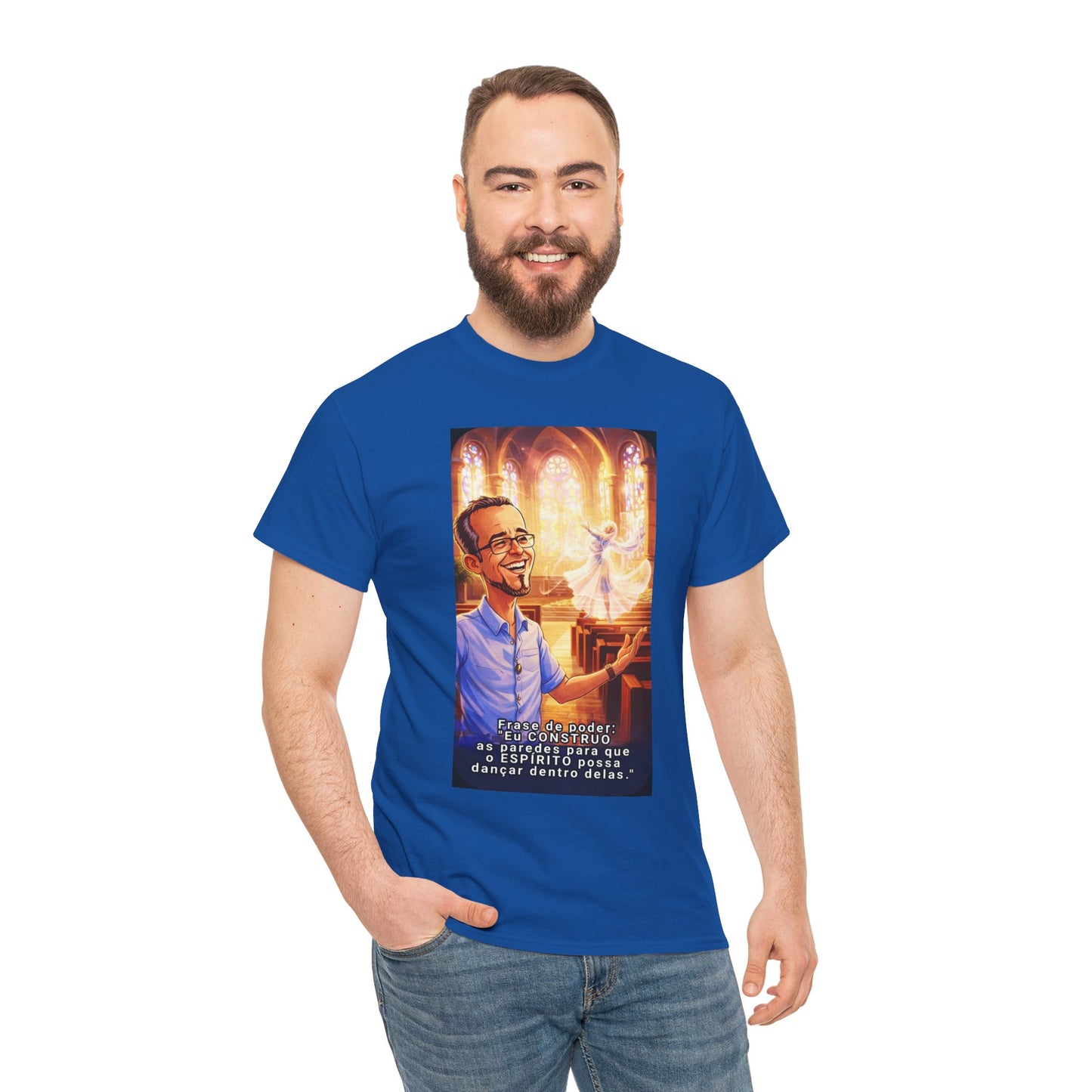 Camiseta Azimur com Frase de poder "Eu construo as paredes para que o Espírito possa dançar dentro delas."
 – Algodão Premium
