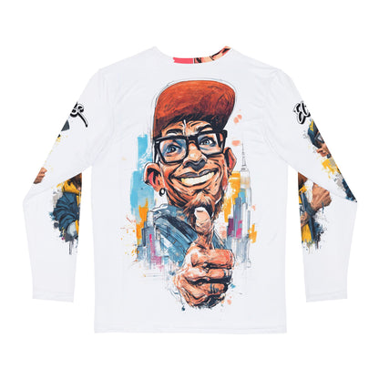 Camisa masculina de manga comprida Caricatura Azimur — Top com estampa artística de caricatura.