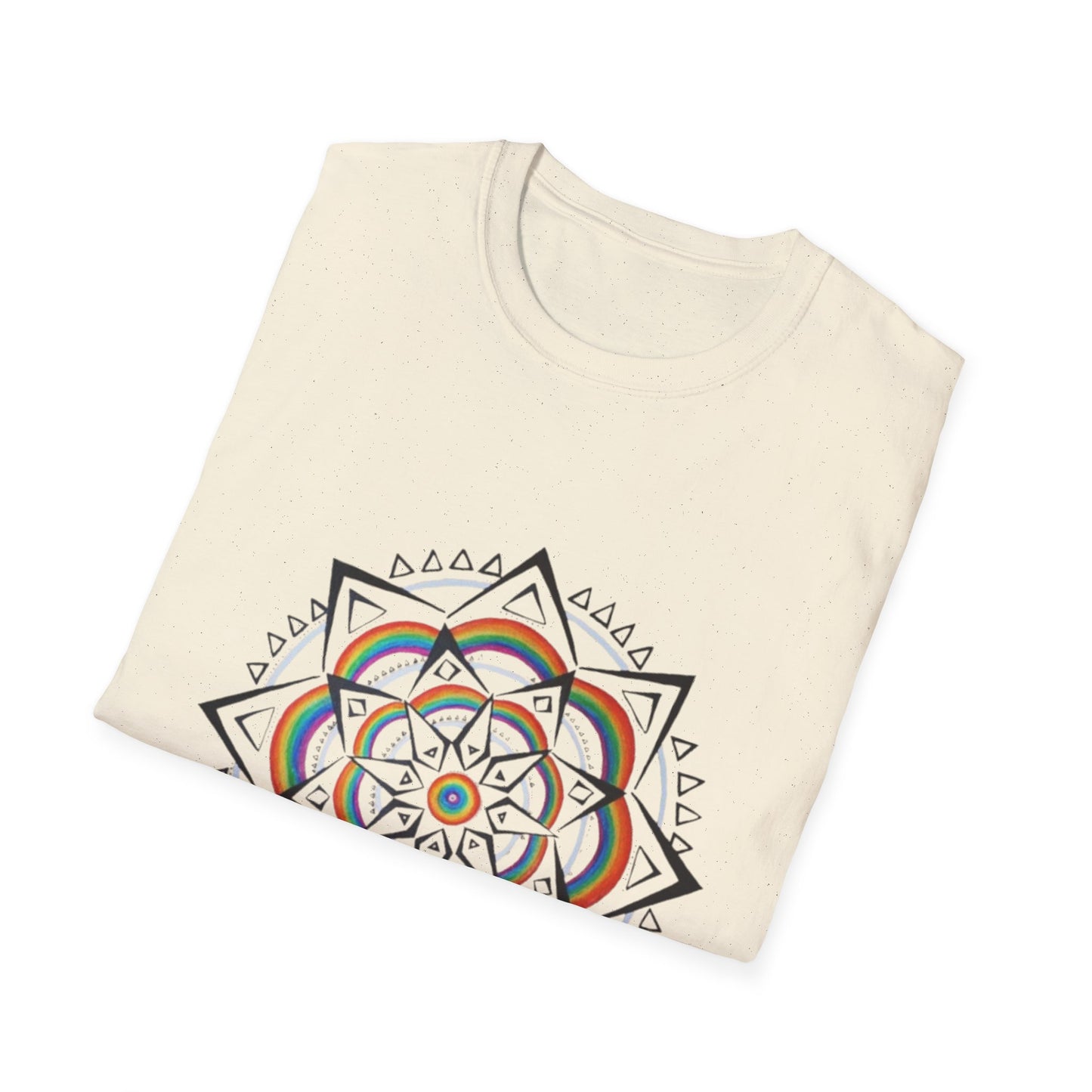 Bedrucktes T-Shirt Mandala Geometric | Regenbogen-Stammesblume Azirrague