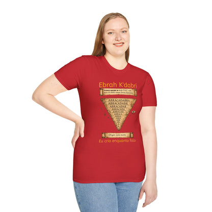 Camiseta “Ebrah K'dabri” — Frase hebraica “Eu crio enquanto falo”