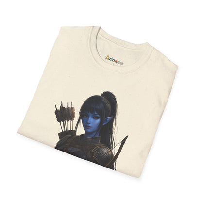 Camiseta Rogue Archer — Camiseta gráfica de arqueira elfa azul de fantasia