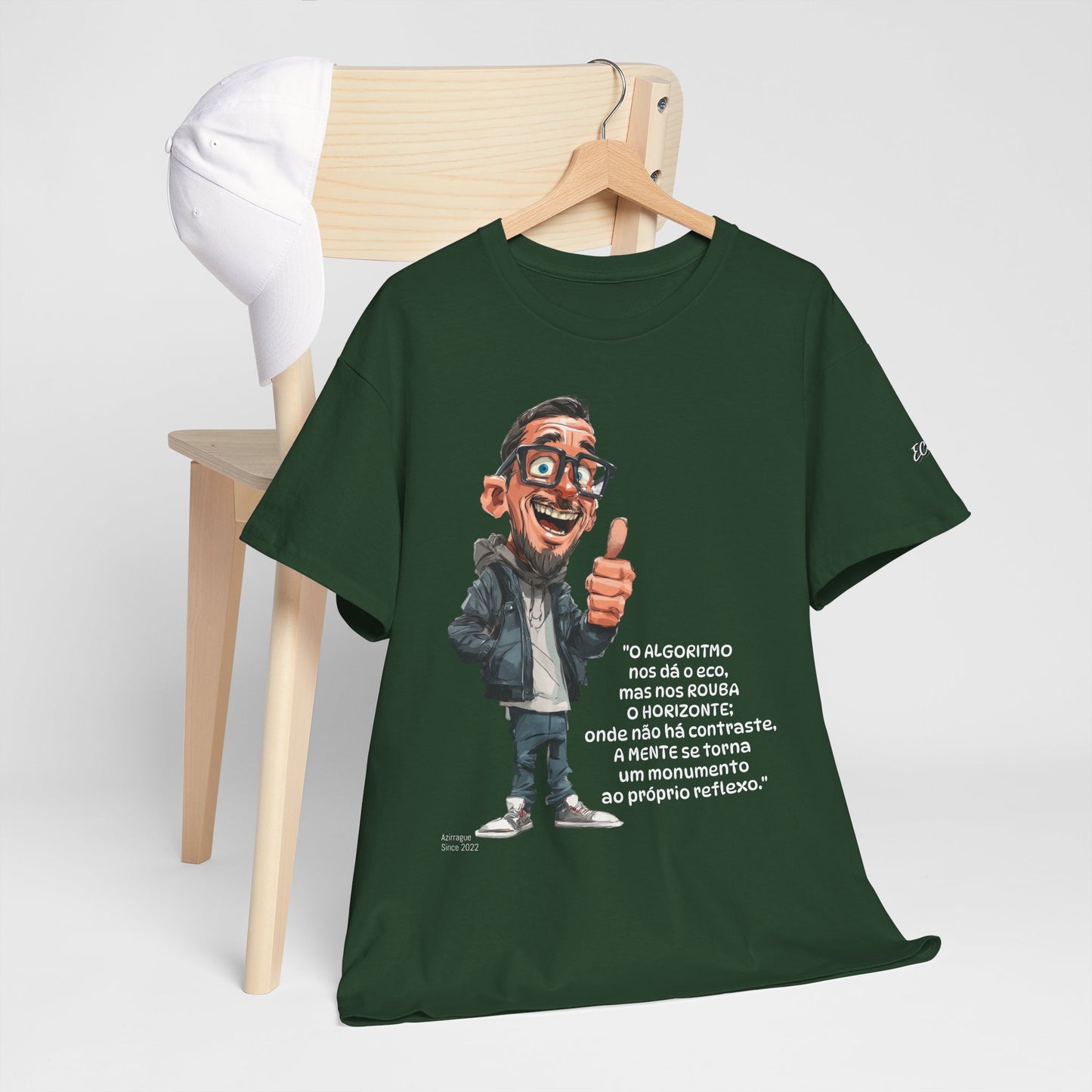 Camiseta Algoritmos e Ecos – Poema sobre Câmaras de Eco