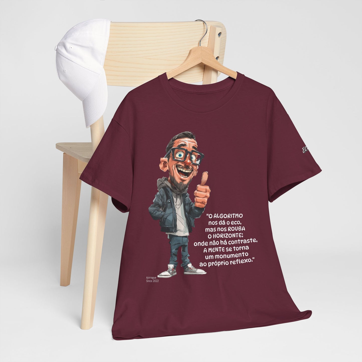 Camiseta Algoritmos e Ecos – Poema sobre Câmaras de Eco