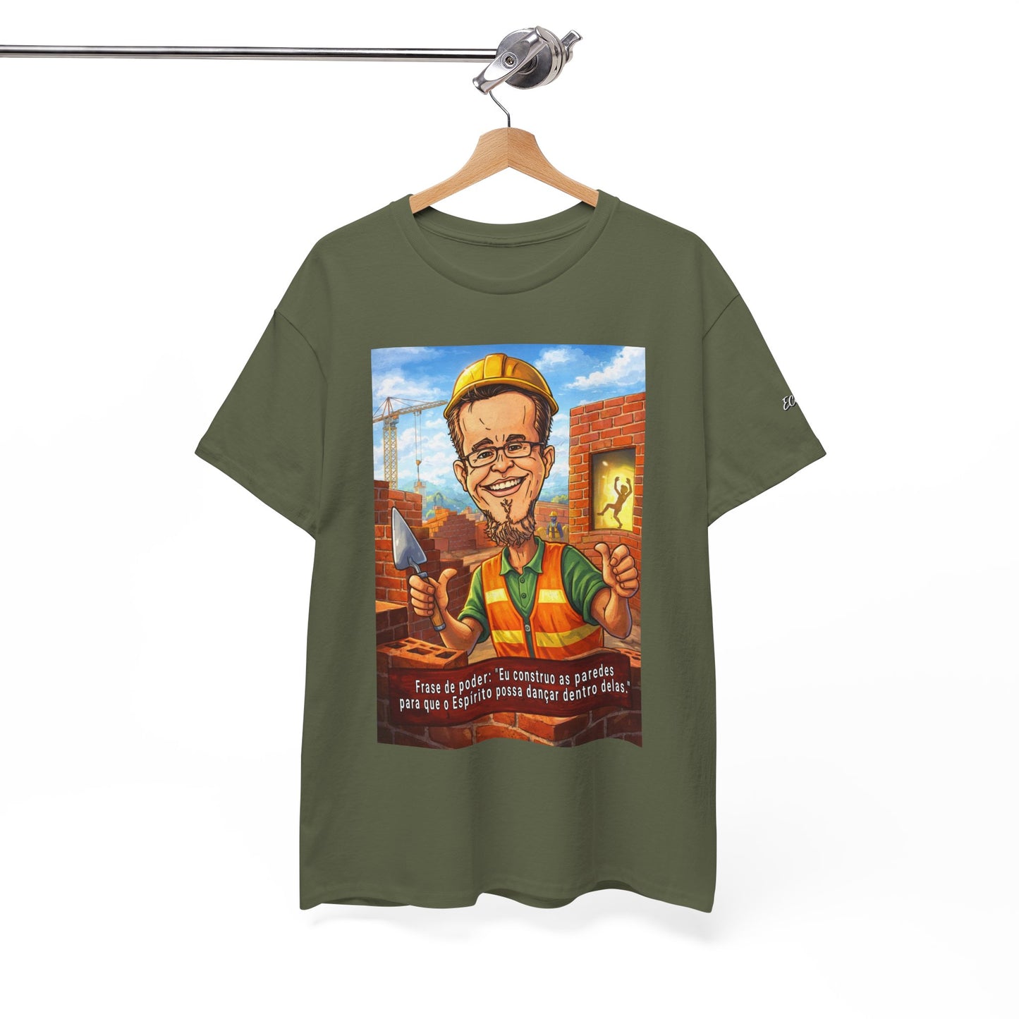 Camiseta Azimur com Frase de poder "Eu construo as paredes para que o Espírito possa dançar dentro delas."
 – Algodão Premium